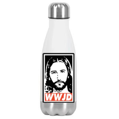 WWJD What Would Jesus Do Poster Design Stainless Steel Insulated Water Bottle