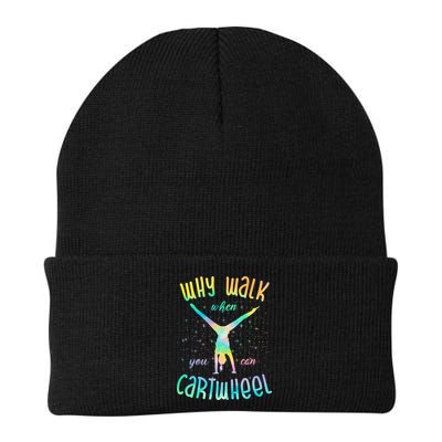 Why Walk When You Can Cartwheel Gymnastic Colorful Knit Cap Winter Beanie