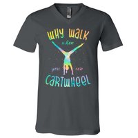 Why Walk When You Can Cartwheel Gymnastic Colorful V-Neck T-Shirt