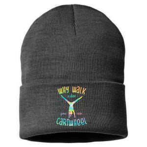 Why Walk When You Can Cartwheel Gymnastic Colorful Sustainable Knit Beanie