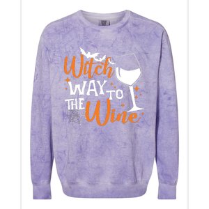 Women Witch Way To The Wine Halloween Funny Drinking Tank Top Colorblast Crewneck Sweatshirt