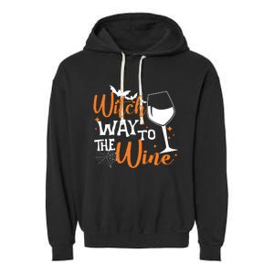 Women Witch Way To The Wine Halloween Funny Drinking Tank Top Garment-Dyed Fleece Hoodie