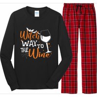 Women Witch Way To The Wine Halloween Funny Drinking Tank Top Long Sleeve Pajama Set