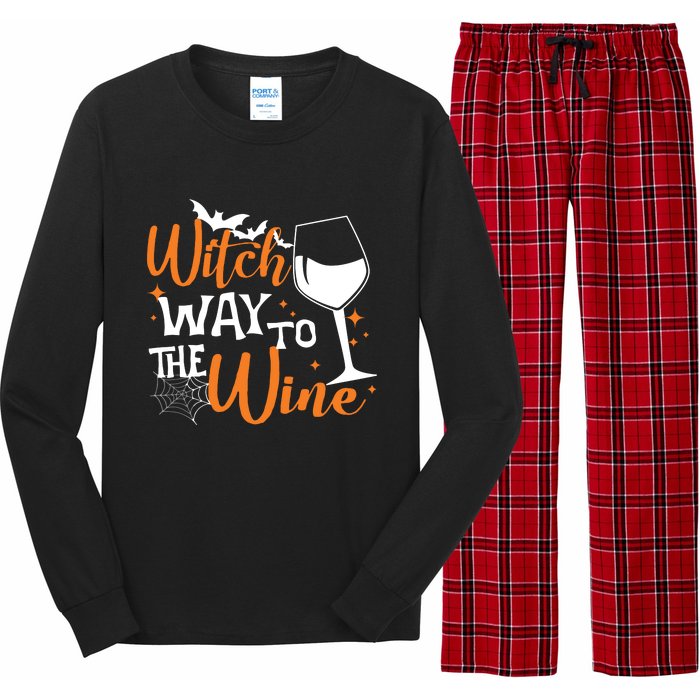 Women Witch Way To The Wine Halloween Funny Drinking Tank Top Long Sleeve Pajama Set