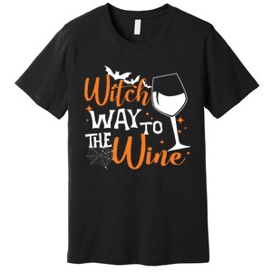 Women Witch Way To The Wine Halloween Funny Drinking Tank Top Premium T-Shirt