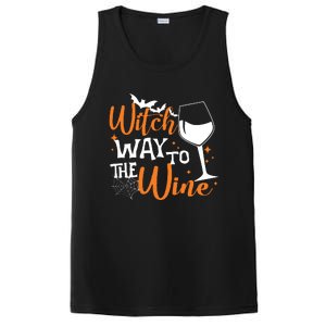 Women Witch Way To The Wine Halloween Funny Drinking Tank Top PosiCharge Competitor Tank