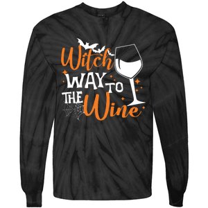 Women Witch Way To The Wine Halloween Funny Drinking Tank Top Tie-Dye Long Sleeve Shirt