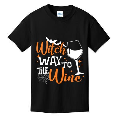 Women Witch Way To The Wine Halloween Funny Drinking Tank Top Kids T-Shirt