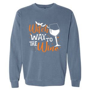 Women Witch Way To The Wine Halloween Funny Drinking Tank Top Garment-Dyed Sweatshirt