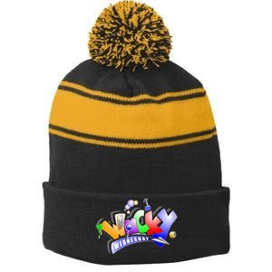 Wacky Wednesday Stripe Pom Pom Beanie