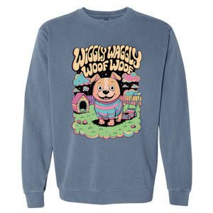 Wiggly Waggly Woof Woof Cute Dog Backyard Design Garment-Dyed Sweatshirt