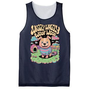 Wiggly Waggly Woof Woof Cute Dog Backyard Design Mesh Reversible Basketball Jersey Tank