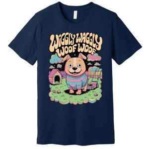 Wiggly Waggly Woof Woof Cute Dog Backyard Design Premium T-Shirt