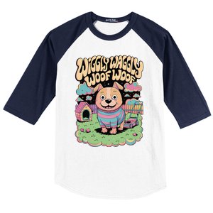 Wiggly Waggly Woof Woof Cute Dog Backyard Design Baseball Sleeve Shirt