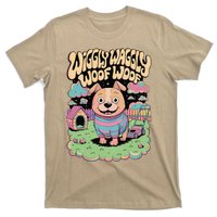 Wiggly Waggly Woof Woof Cute Dog Backyard Design T-Shirt