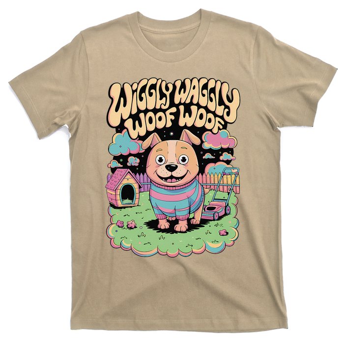 Wiggly Waggly Woof Woof Cute Dog Backyard Design T-Shirt