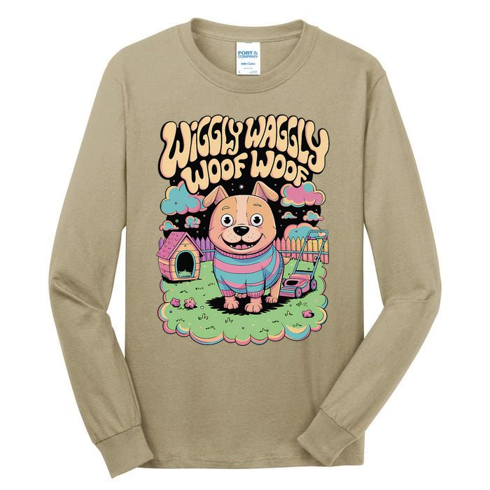 Wiggly Waggly Woof Woof Cute Dog Backyard Design Tall Long Sleeve T-Shirt