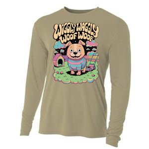 Wiggly Waggly Woof Woof Cute Dog Backyard Design Cooling Performance Long Sleeve Crew