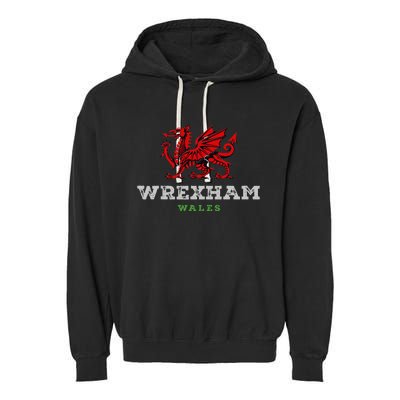 Wrexham Wales Welsh Dragon Flag Garment-Dyed Fleece Hoodie