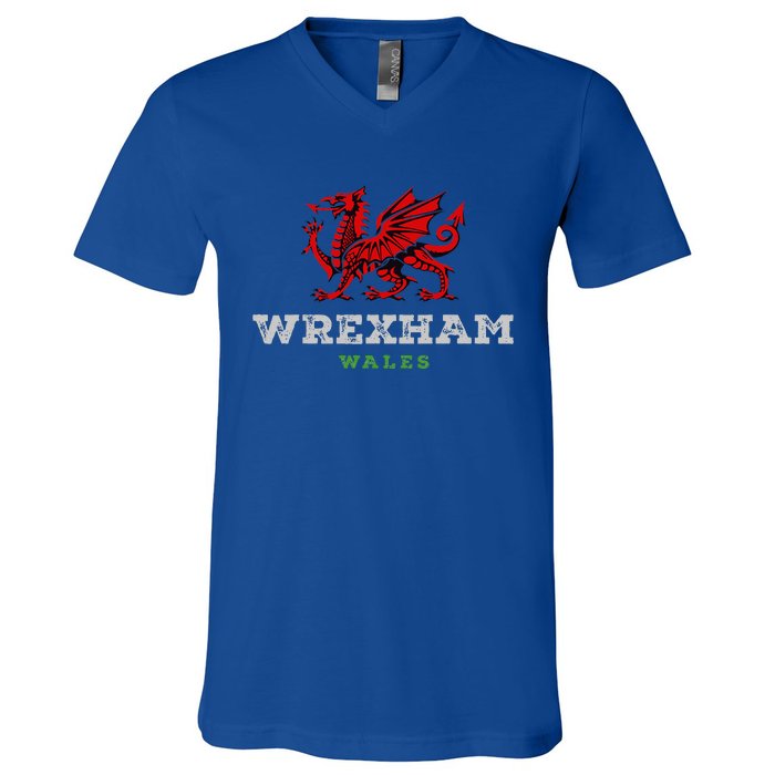 Wrexham Wales Welsh Dragon Flag V-Neck T-Shirt