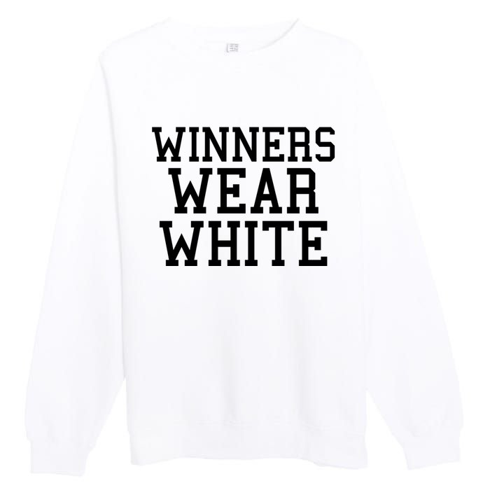 Winners Wear White Color War Camp Team Game Competition Premium Crewneck Sweatshirt