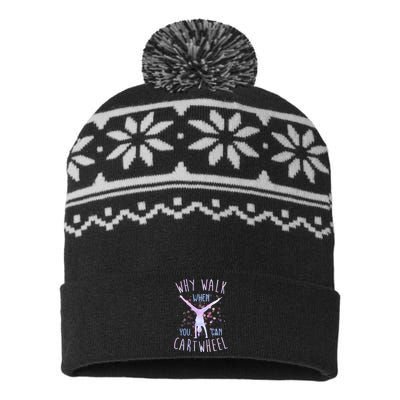 Why Walk When You Can Cartwheel Gymnastic USA-Made Snowflake Beanie