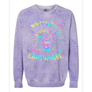 Why Walk When You Can Cartwheel Gymnast Gymnastic Tumbling Colorblast Crewneck Sweatshirt