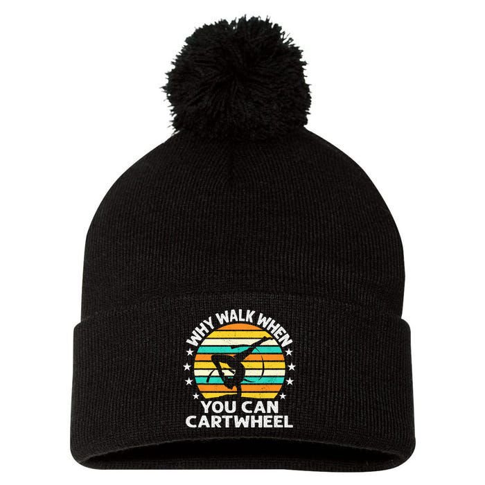 Why Walk When You Cartwheel Gymnastics Pom Pom 12in Knit Beanie