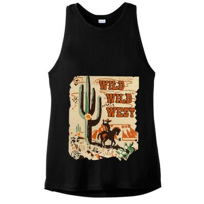 Wild Wild West Western Life Southwest Desert Vibes Cactus Ladies PosiCharge Tri-Blend Wicking Tank