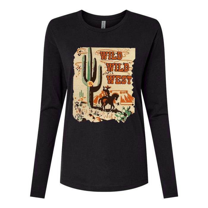 Wild Wild West Western Life Southwest Desert Vibes Cactus Womens Cotton Relaxed Long Sleeve T-Shirt