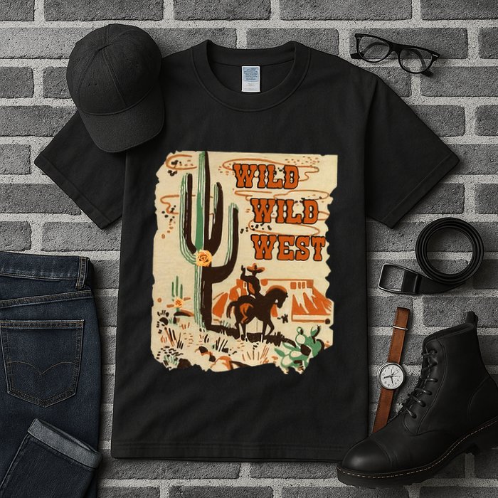 Wild Wild West Western Life Southwest Desert Vibes Cactus Tall T-Shirt