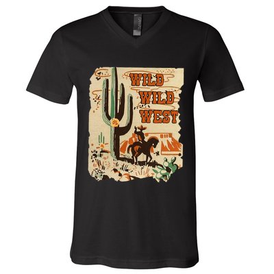 Wild Wild West Western Life Southwest Desert Vibes Cactus V-Neck T-Shirt