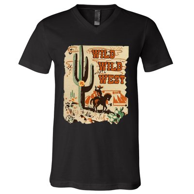 Wild Wild West Western Life Southwest Desert Vibes Cactus V-Neck T-Shirt