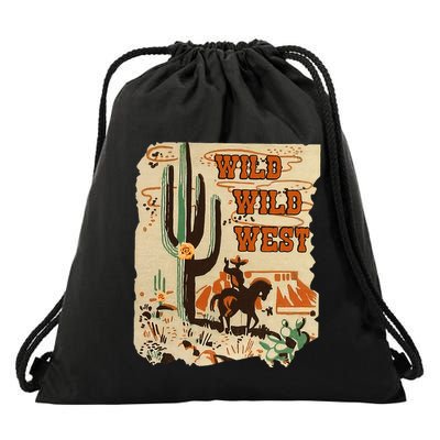 Wild Wild West Western Life Southwest Desert Vibes Cactus Drawstring Bag