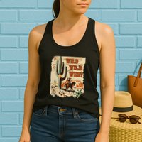 Wild Wild West Western Life Southwest Desert Vibes Cactus Womens Tank Top