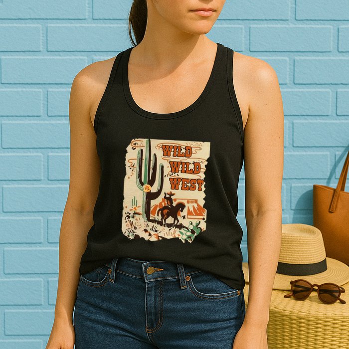 Wild Wild West Western Life Southwest Desert Vibes Cactus Womens Tank Top