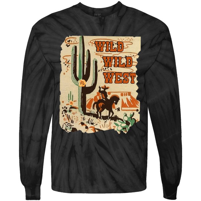 Wild Wild West Western Life Southwest Desert Vibes Cactus Tie-Dye Long Sleeve Shirt