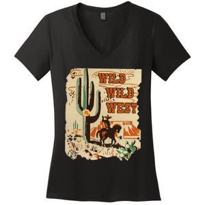 Wild Wild West Western Life Southwest Desert Vibes Cactus Women's V-Neck T-Shirt