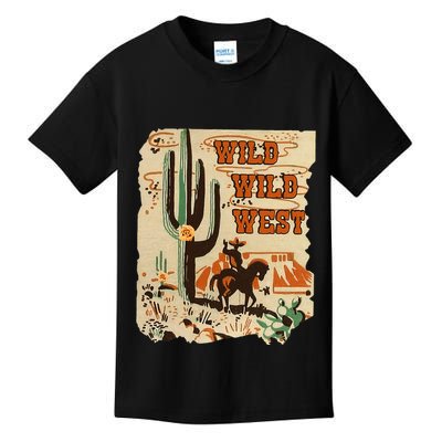 Wild Wild West Western Life Southwest Desert Vibes Cactus Kids T-Shirt