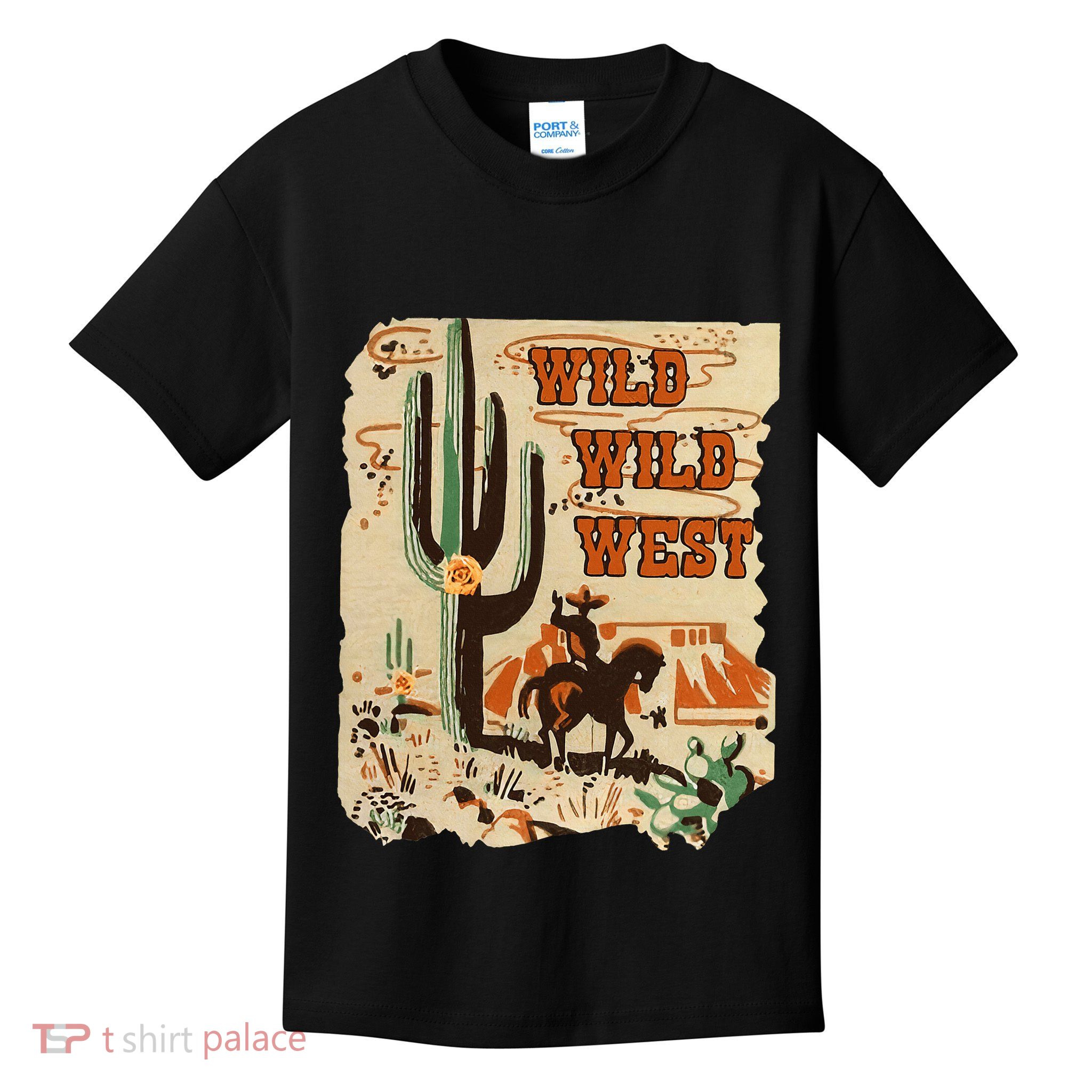 Wild Wild West Western Life Southwest Desert Vibes Cactus Kids T-Shirt