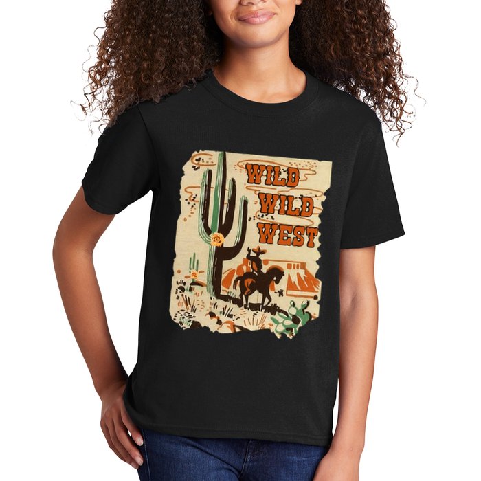 Wild Wild West Western Life Southwest Desert Vibes Cactus Kids T-Shirt