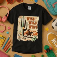 Wild Wild West Western Life Southwest Desert Vibes Cactus Kids T-Shirt
