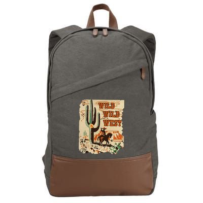 Wild Wild West Western Life Southwest Desert Vibes Cactus Cotton Canvas Backpack