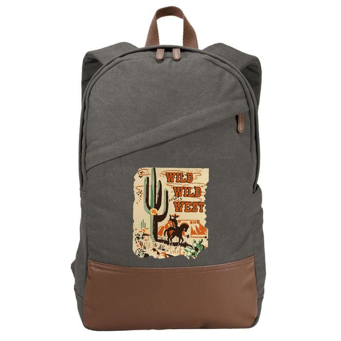 Wild Wild West Western Life Southwest Desert Vibes Cactus Cotton Canvas Backpack