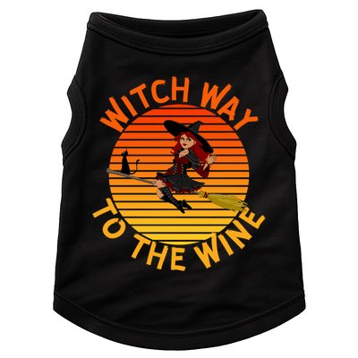 Womens Witch Way To The Wine Funny Wine Halloween Witch Wine Doggie Tank