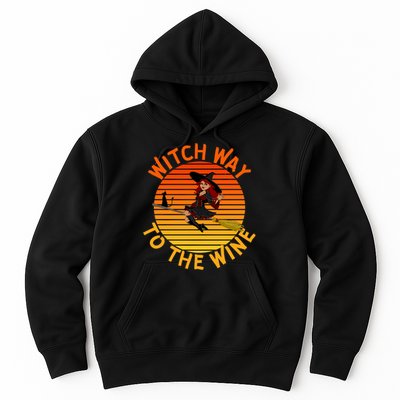 Womens Witch Way To The Wine Funny Wine Halloween Witch Wine Hoodie