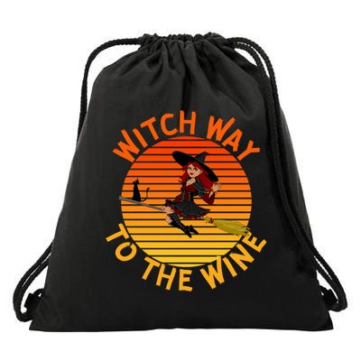 Womens Witch Way To The Wine Funny Wine Halloween Witch Wine Drawstring Bag