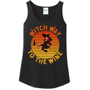 Womens Witch Way To The Wine Funny Wine Halloween Witch Wine Ladies Essential Tank