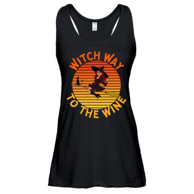 Womens Witch Way To The Wine Funny Wine Halloween Witch Wine Ladies Essential Flowy Tank