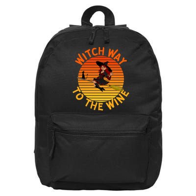 Womens Witch Way To The Wine Funny Wine Halloween Witch Wine 16 in Basic Backpack